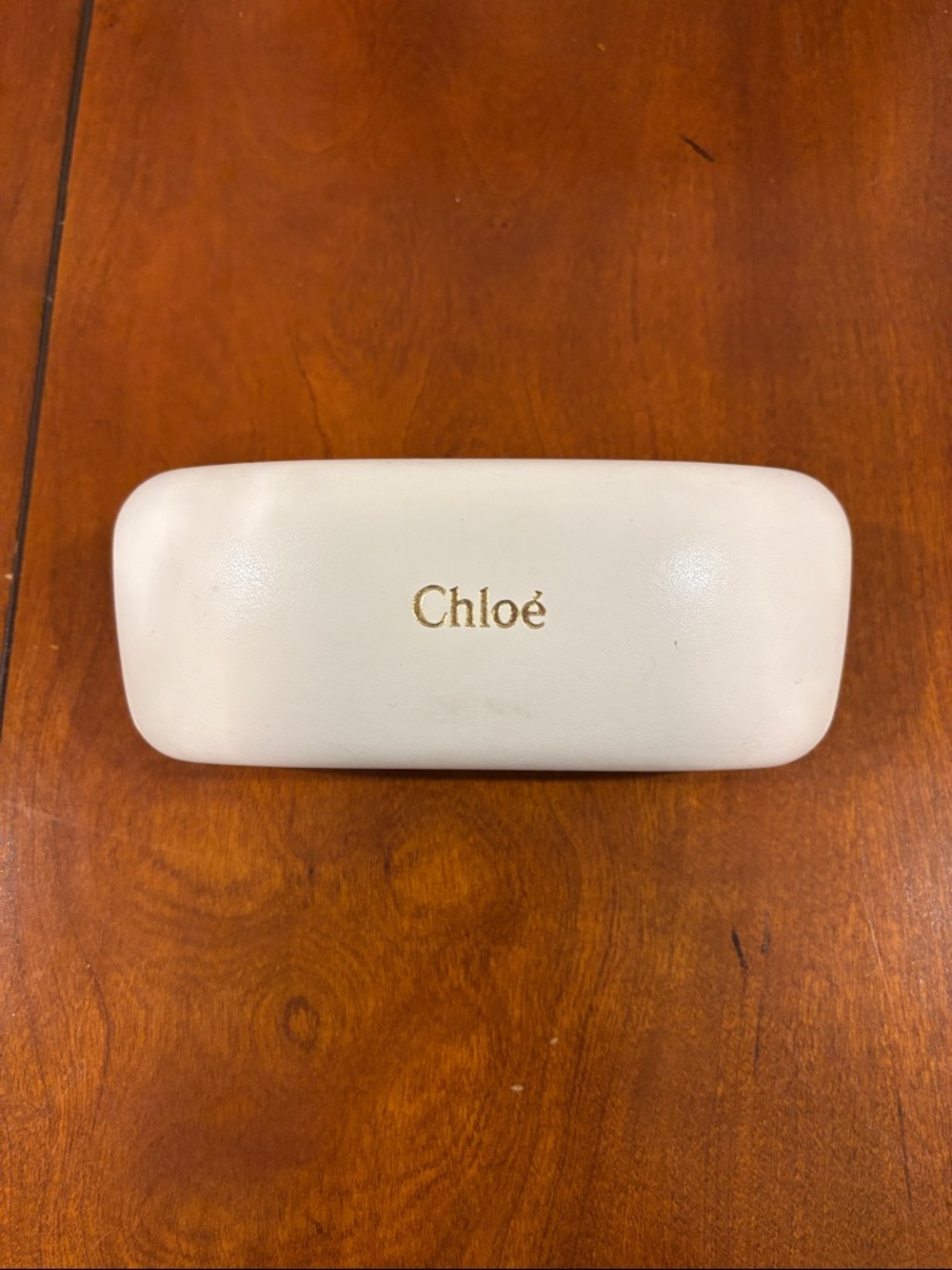 Chloé White Sunglasses Case with Gold Logo